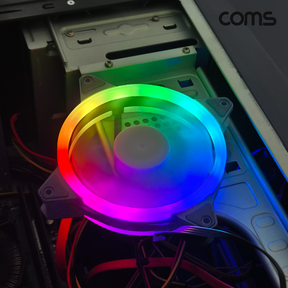 Coms 레인보우 쿨러 케이스 120mm Rainbow LED Cooler 쿨러 팬