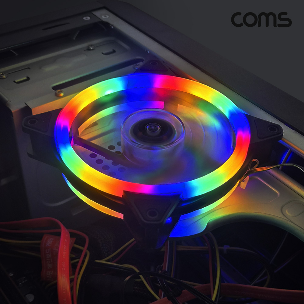 Coms 레인보우 쿨러 케이스 CASE 120mm Rainbow LED Cooler 쿨러 팬
