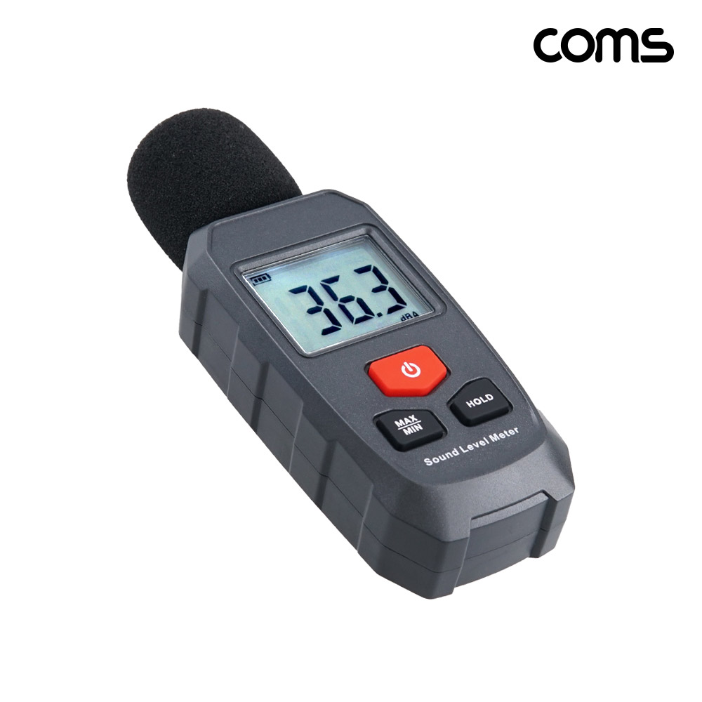 Coms 디지털 소음 측정기 최대 130dB 소음계 테스터기 층간소음 데시벨 LCD 알림
