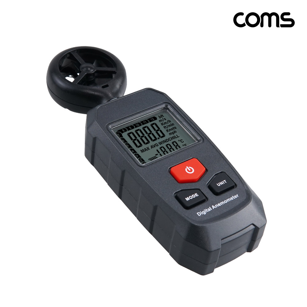 Coms 풍력계 풍속계 풍속 및 온도 측정 풍량 바람 측정기 LCD 화면