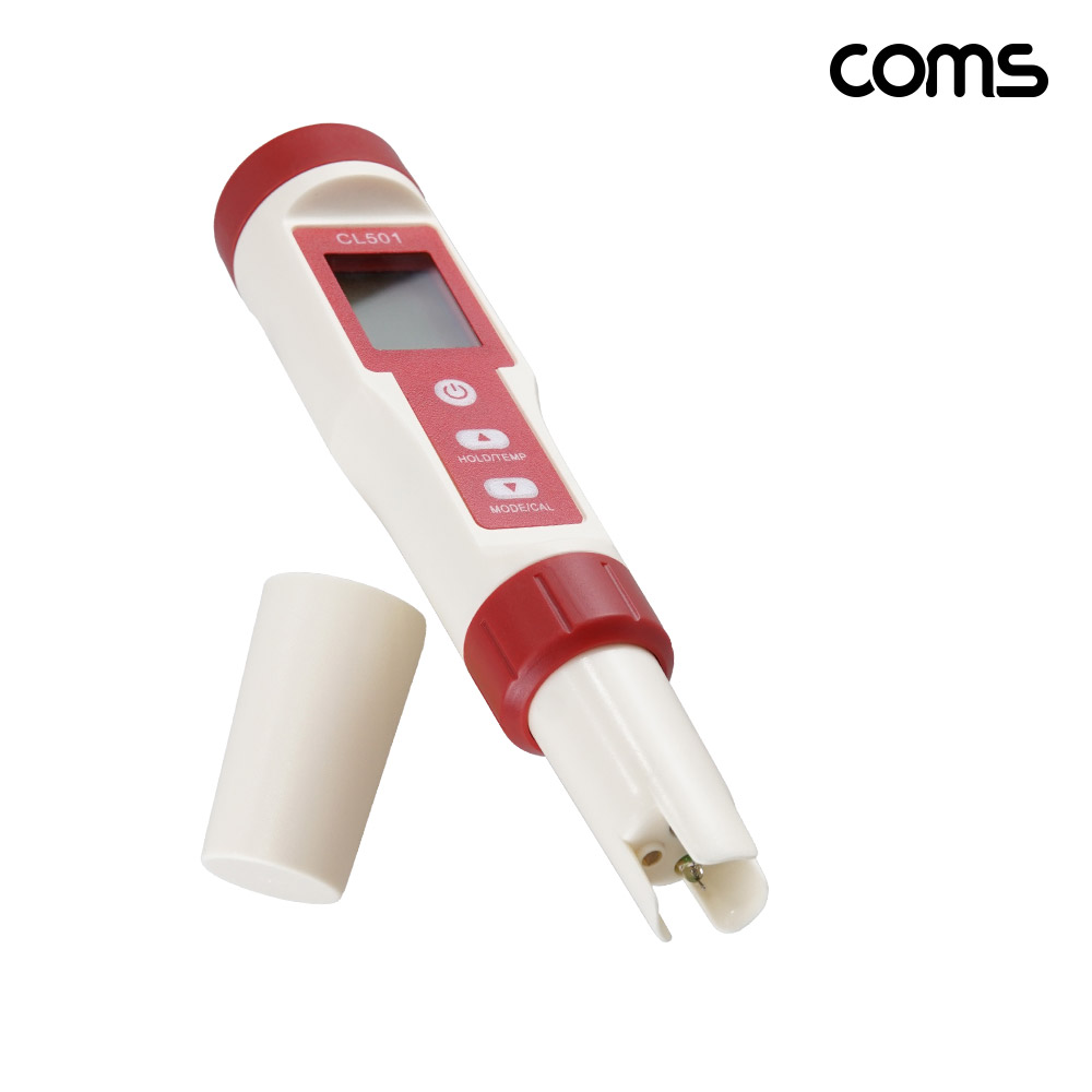 Coms 휴대용 수질 농도 테스터기 측정기 PH ORP 수소 염소 온도 수질측정관리