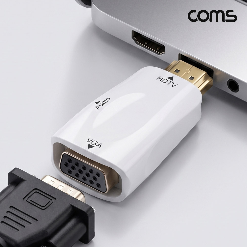 Coms HDMI 컨버터 VGA 오디오 변환 젠더 1080p