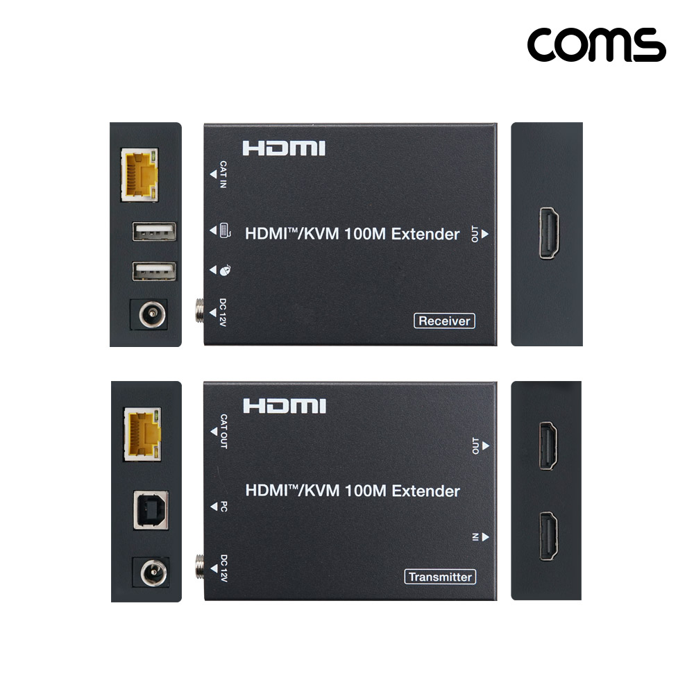 Coms 1080p HDMI KVM 리피터 100m FHD 키보드 마우스 연결 cat6 cat6a
