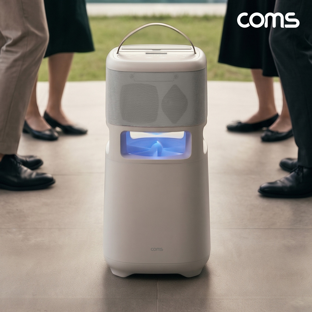 Coms 100W 360도 서라운드 블루투스 스피커 강력한 베이스 충전식 휴대용 무선마이크 포함 TWS 스테레오 노래방 버스킹 캠핑