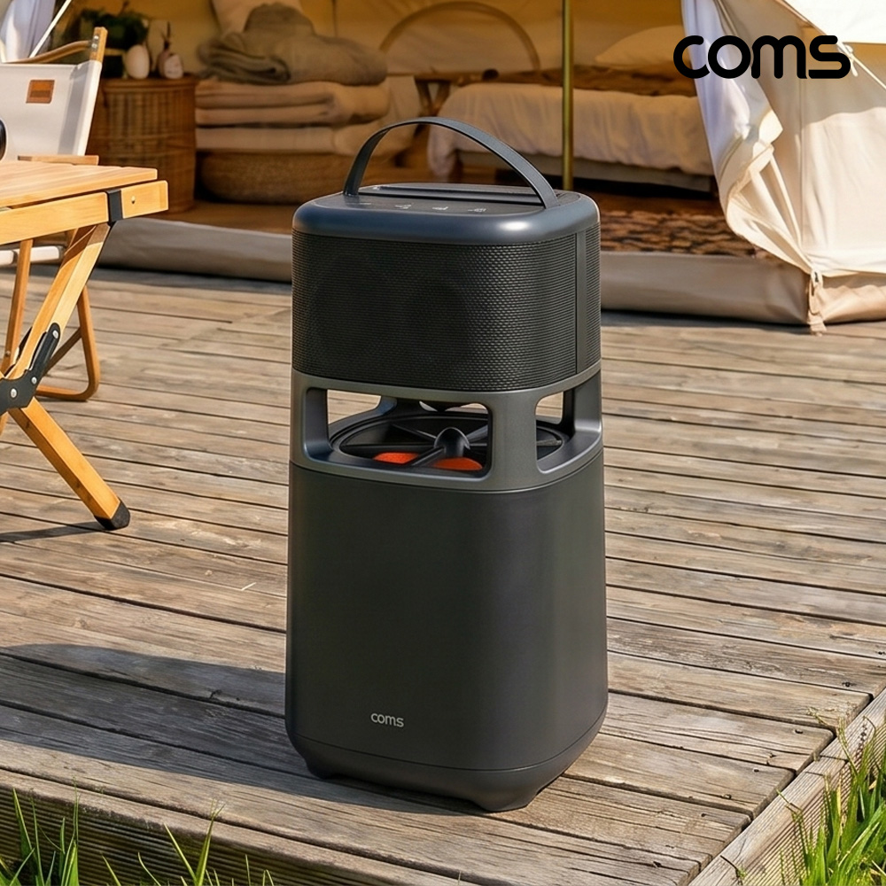 Coms 100W 360도 서라운드 블루투스 스피커 강력한 베이스 충전식 휴대용 무선마이크 포함 TWS 스테레오 노래방 버스킹 캠핑