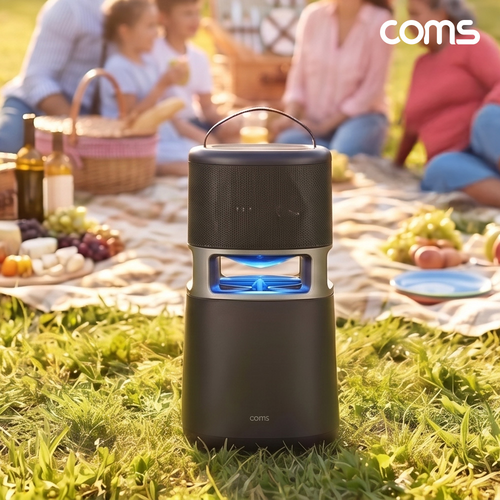 Coms 100W 360도 서라운드 블루투스 스피커 강력한 베이스 충전식 휴대용 무선마이크 포함 TWS 스테레오 노래방 버스킹 캠핑