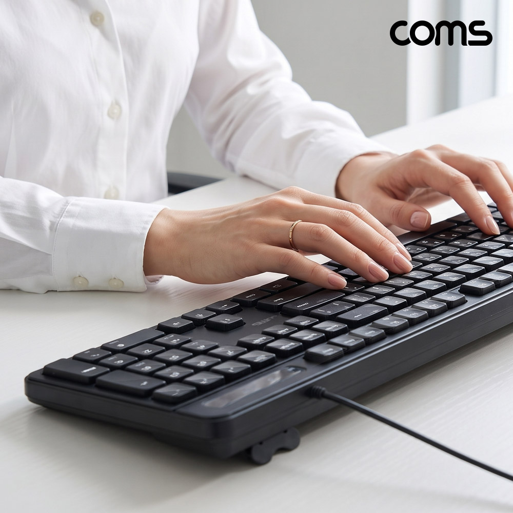 Coms USB 유선 키보드 저소음 멤브레인 104키 가정용 일반 사무용 사무실 PC 컴퓨터