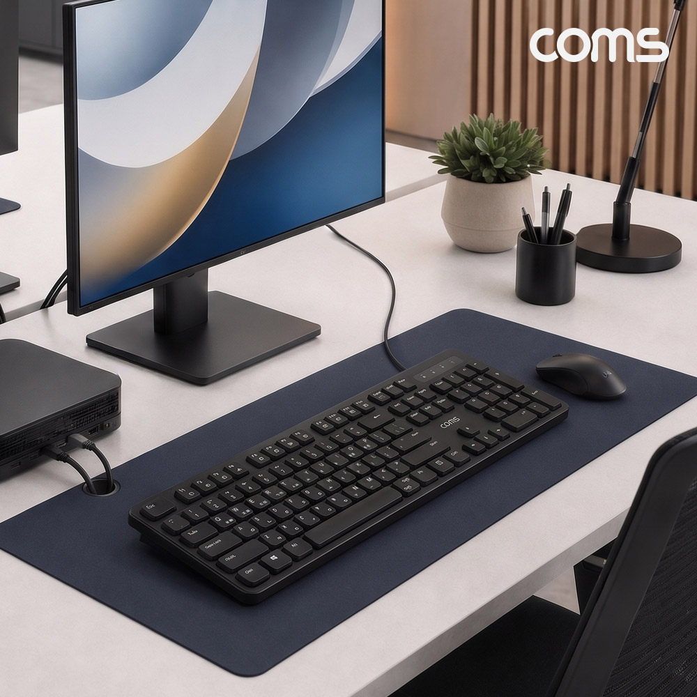 Coms USB 유선 키보드 저소음 멤브레인 104키 가정용 일반 사무용 사무실 PC 컴퓨터