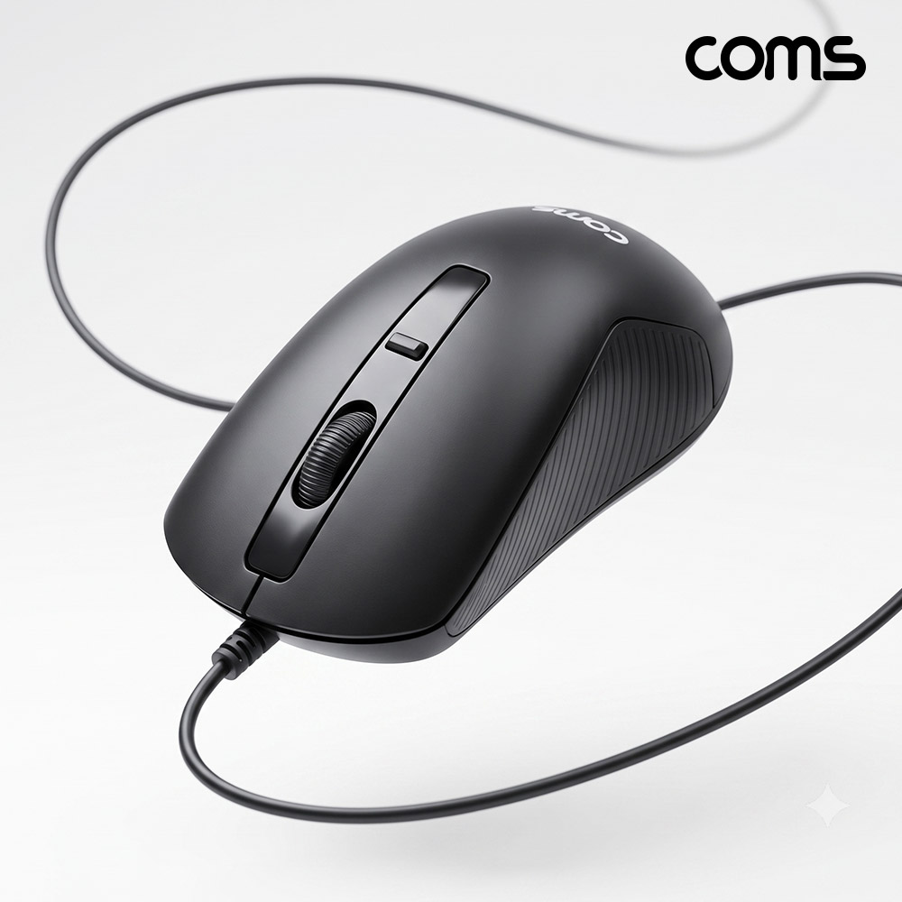 Coms USB 유선 마우스 일반 사무용 사무실 PC 컴퓨터 노트북용 1600DPI