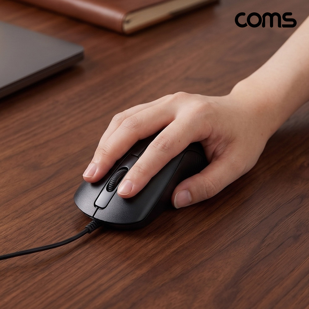 Coms USB 유선 마우스 일반 사무용 사무실 PC 컴퓨터 노트북용 1600DPI