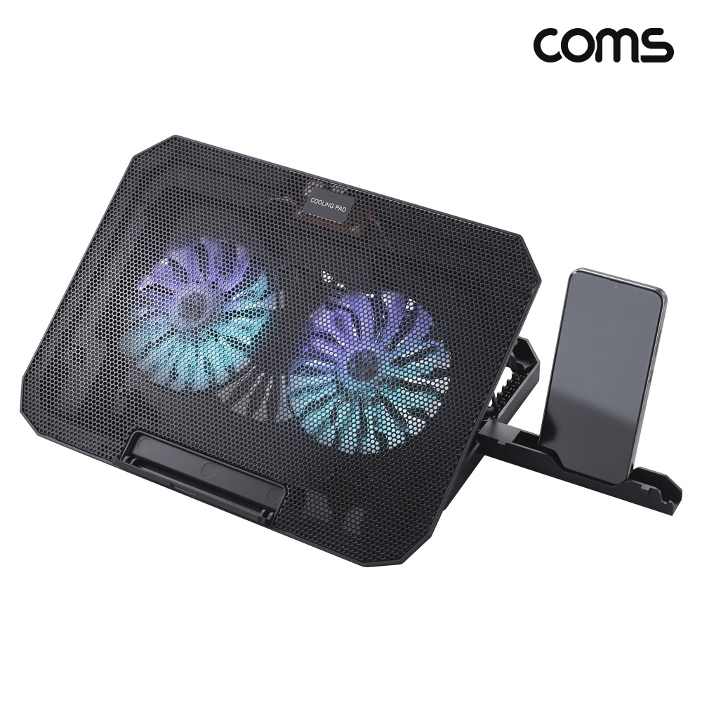 Coms 냉각팬 노트북 거치대 멀티 스탠드 발열 LED 스마트폰 허브