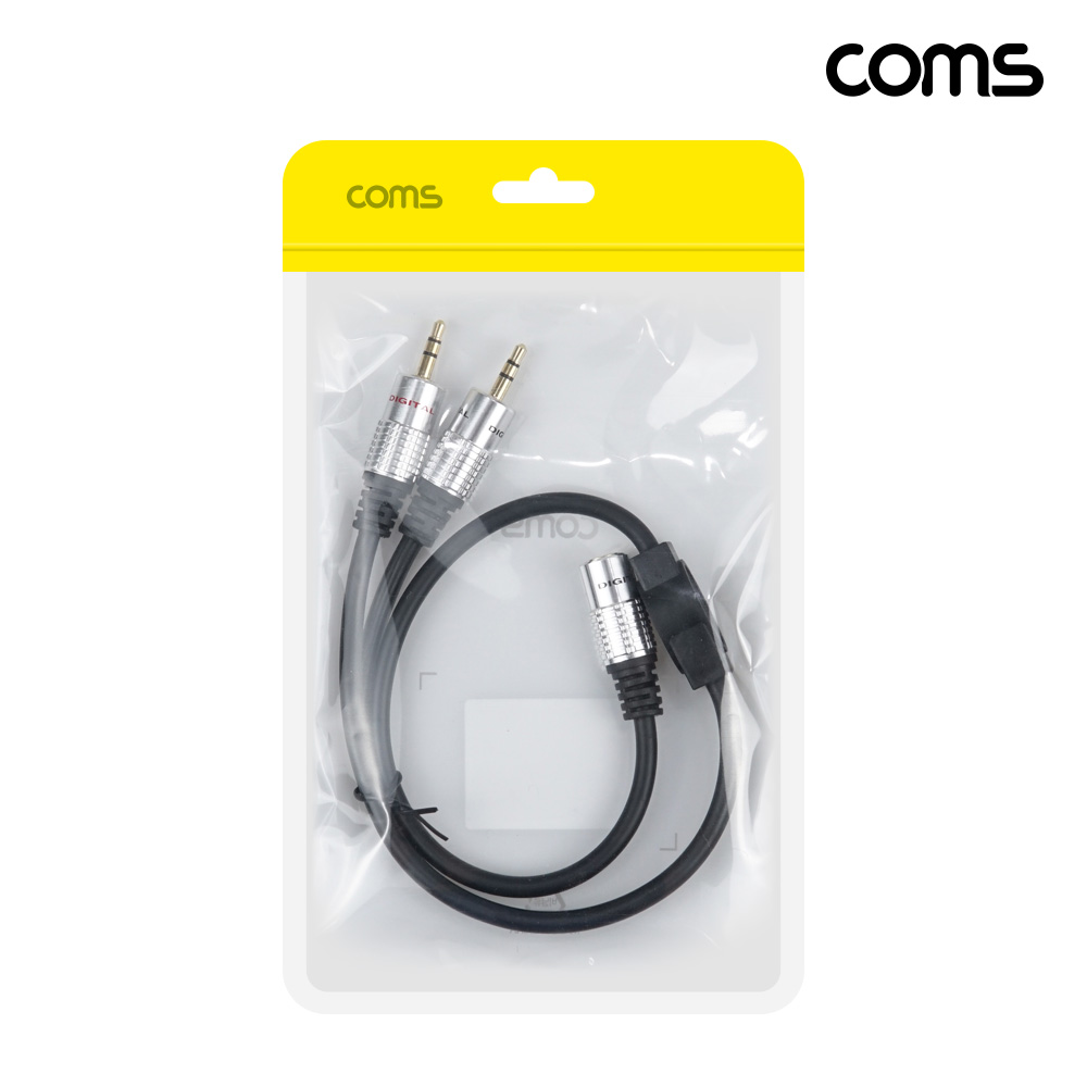 Coms 스테레오 케이블 2분배 Y형 젠더 3.5mm AUX F to Mx2 45cm