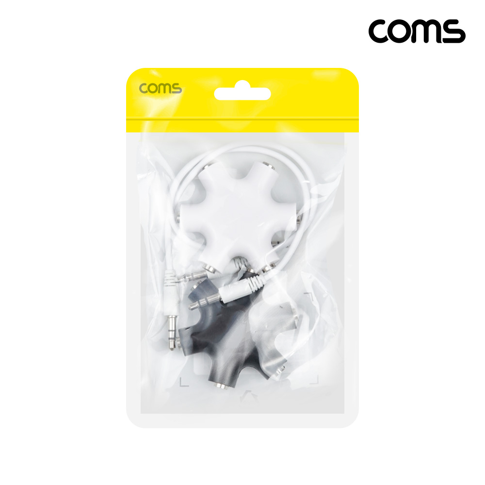 Coms 스테레오 젠더 별형 5분배 블랙 화이트 ST 3.5(F) Stereo 케이블 3극
