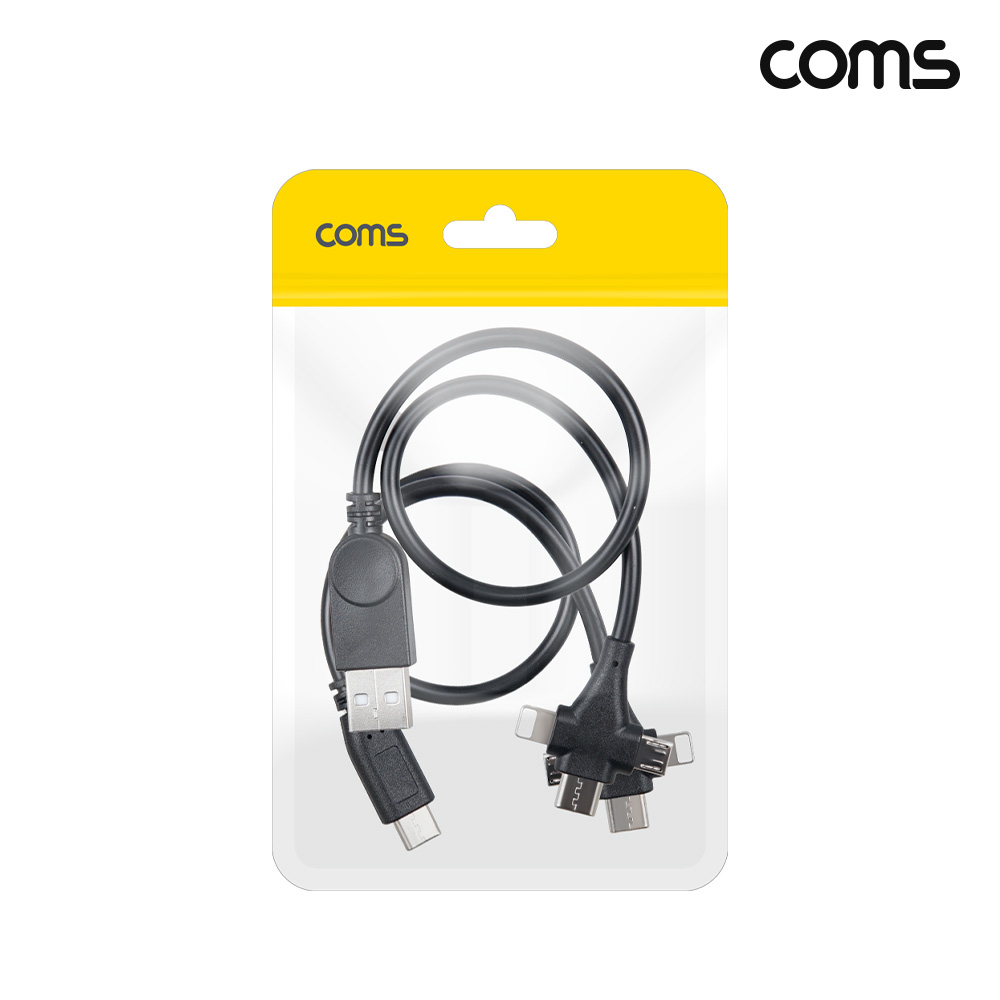 Coms 3in1 멀티 케이블 30cm 세트 충전 데이터 전송 C타입, iOS 8핀, 마이크로 5핀