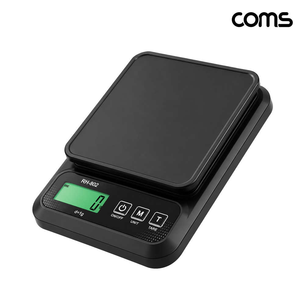 Coms 디지털 주방 저울 전자저울 1g 단위 측정 영점기능 black