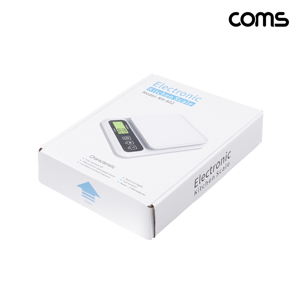 Coms 디지털 주방 저울 전자저울 1g 단위 측정 영점기능 black