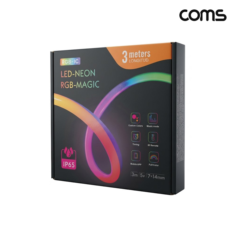 Coms LED 줄조명 슬림형 3M DC 5V 소리 음향 감지 조명 리모컨 밝기조절