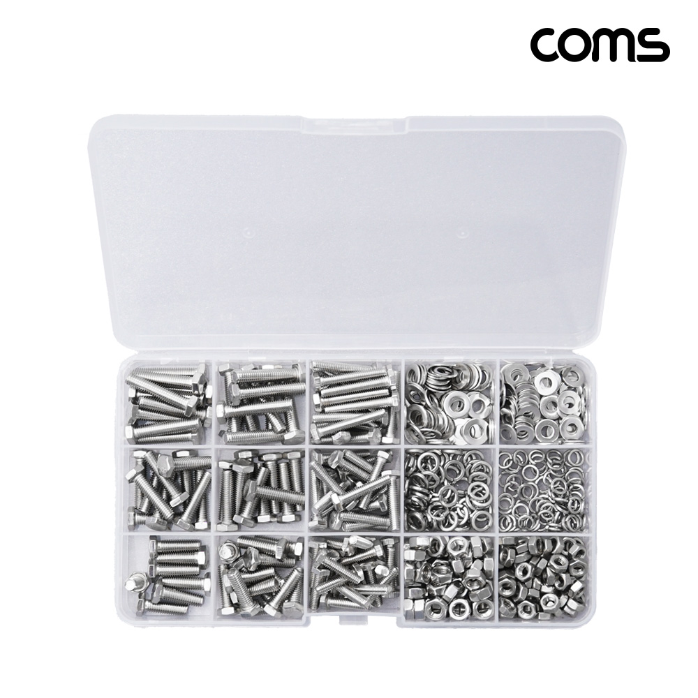 Coms 볼트 너트 와셔 육각 나사 세트 12종 480pcs