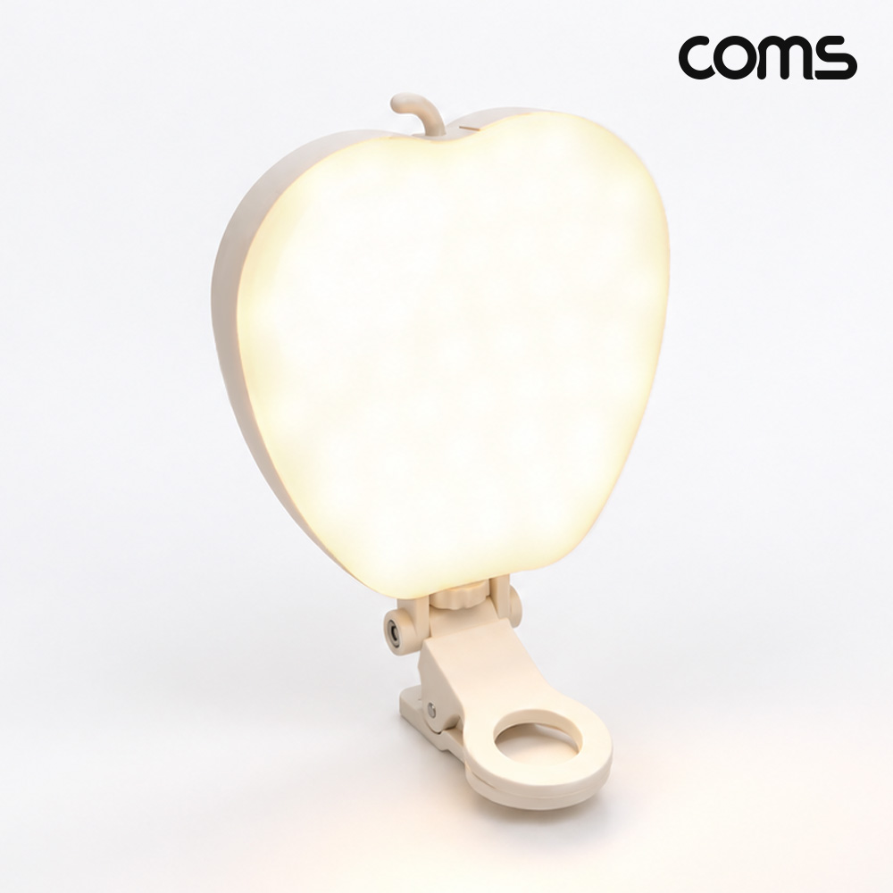 Coms LED 스마트폰 라이트 사과모양 카메라 조명 색온도조절 밝기조절