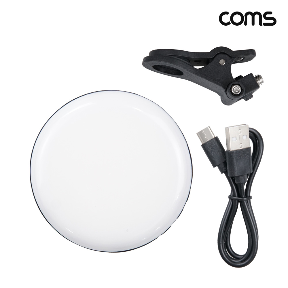 Coms LED 스마트폰 라이트 원형 카메라 조명 색온도조절 밝기조절