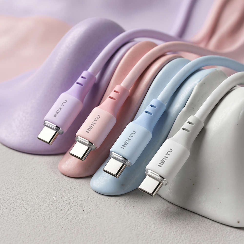 넥스트유 USB C to C 실리콘 충전 케이블 240W 1.5m 블루 CC89015