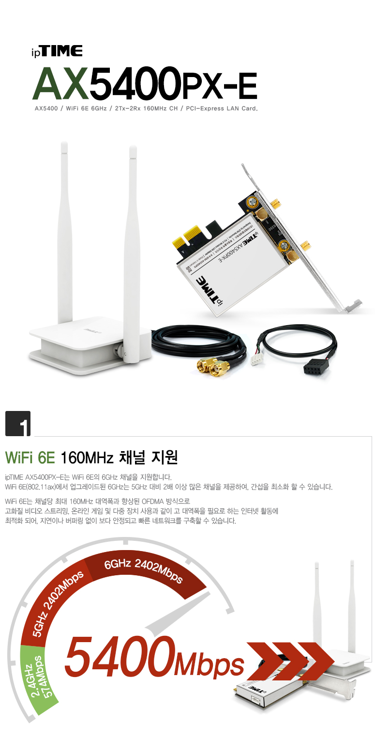 ipTIME 11ax 무선 랜카드 AX5400PX-E