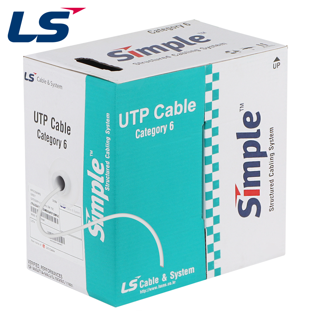 LS전선 CAT.6 UTP Slim 케이블 300m (28AWG/단선/그레이) UTP-G-C6G-E1VP-M 28AWG GY