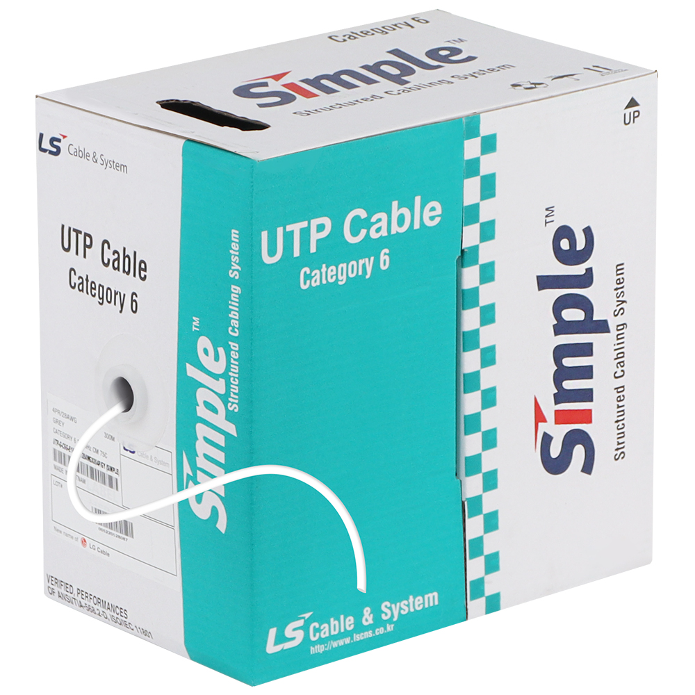 LS전선 CAT.6 UTP Slim 케이블 300m (28AWG/단선/화이트) UTP-G-C6G-E1VP-M 28AWG WH