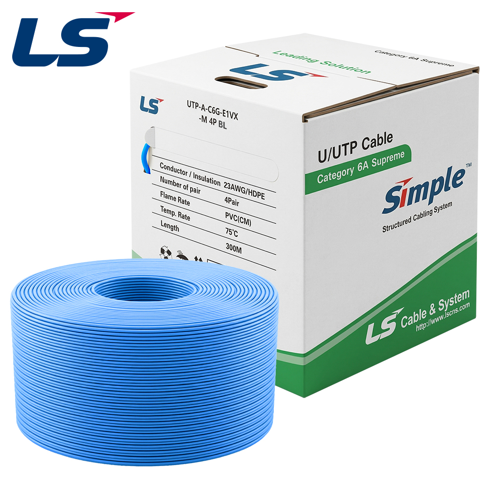 LS전선 CAT.6A UTP Supreme 케이블 300m (단선/블루) UTP-A-C6G-E1VX-M 4P BL