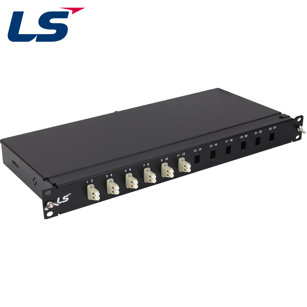 LS전선 12포트 1U 랙 타입 광분배함, 멀티모드 LC 12코어 LS-FDF-LC-MM-C-012-DP