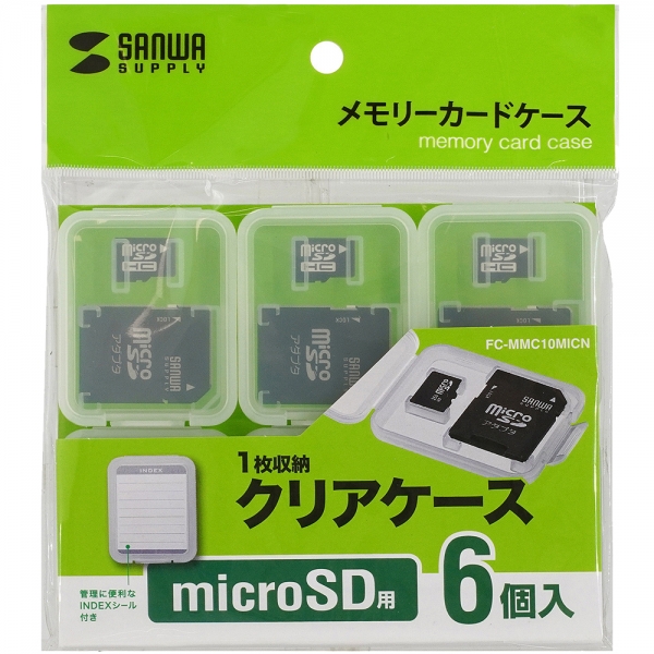 강원전자 산와서플라이 MicroSD + SD 메모리카드 케이스(6개) FC-MMC10MICN