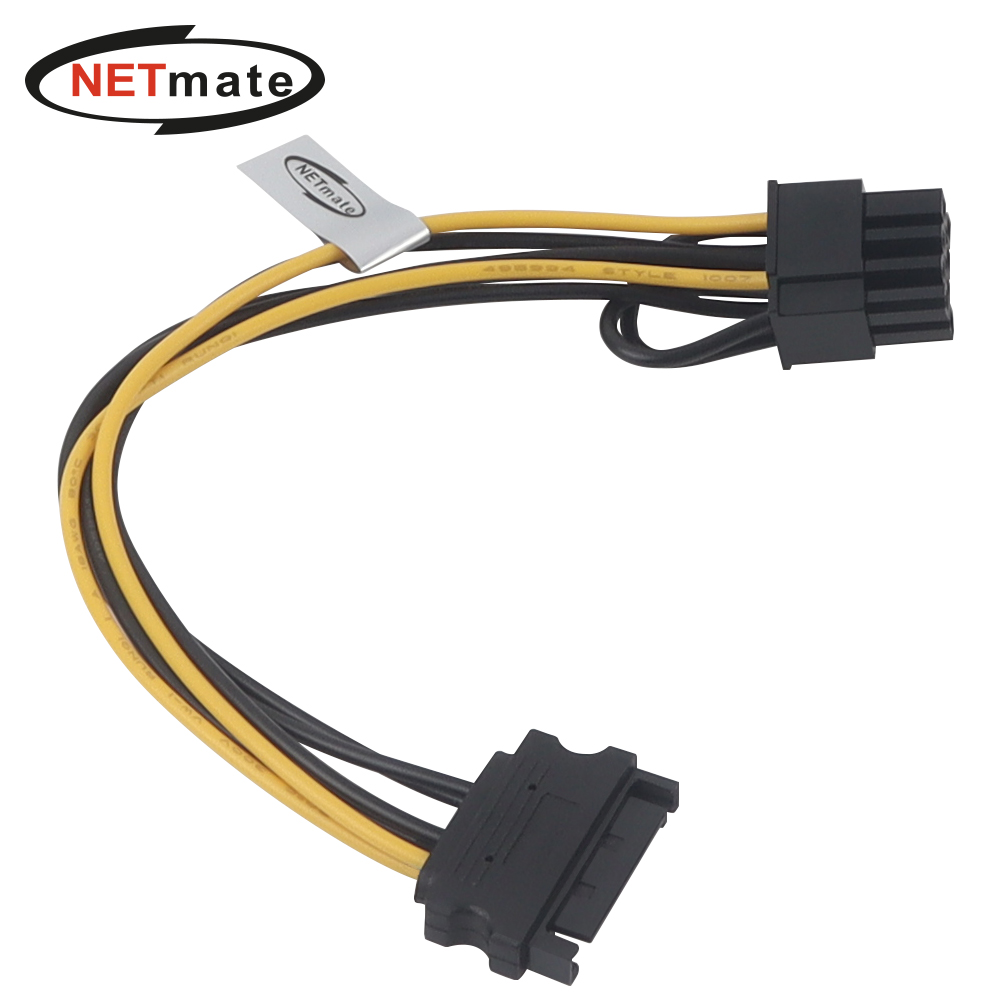 강원전자 넷메이트 SATA 파워 15핀 / PCI-E 8핀 케이블 0.2m NM-SAT06