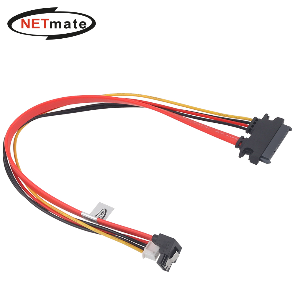강원전자 넷메이트 SATA 22핀 / SATA + XH2.54 미니 4핀 꺾임 케이블 0.3m NM-SAT10