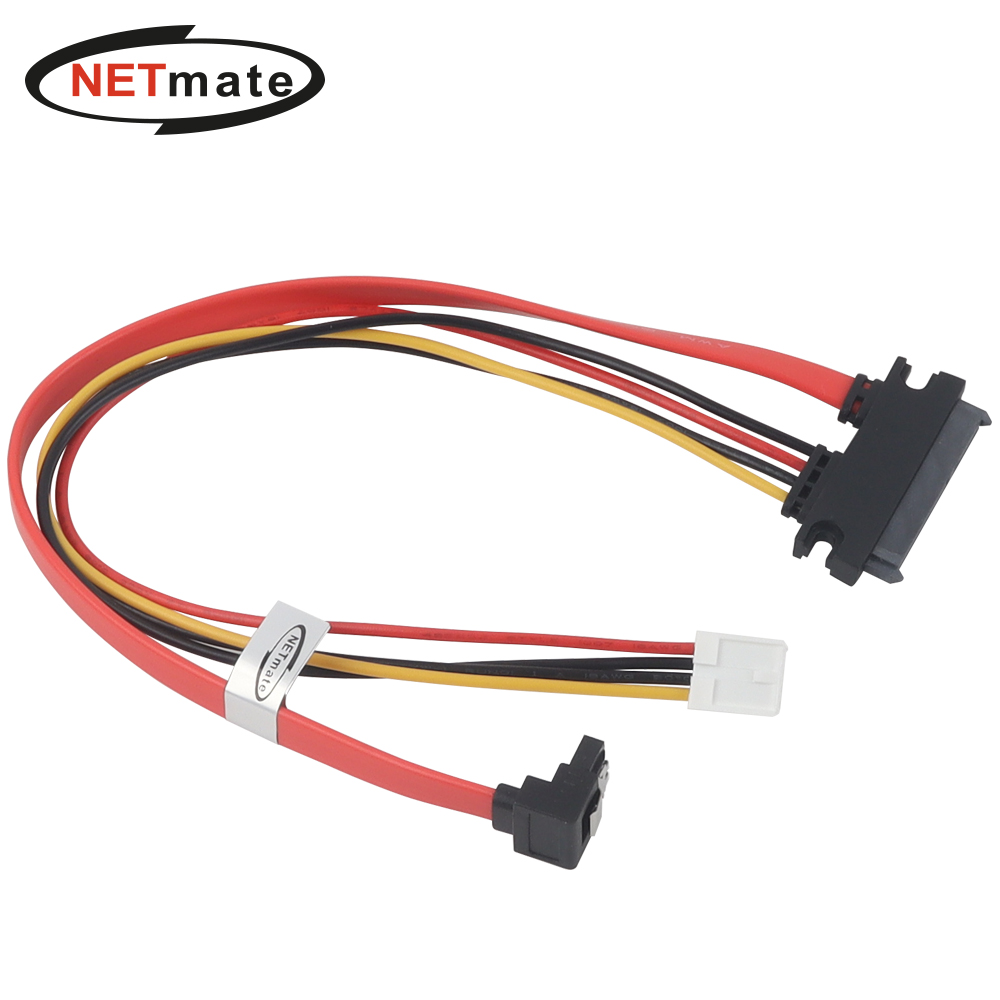 강원전자 넷메이트 SATA 22핀 / SATA + ITX 미니 4핀 꺾임 케이블 0.3m NM-SAT14
