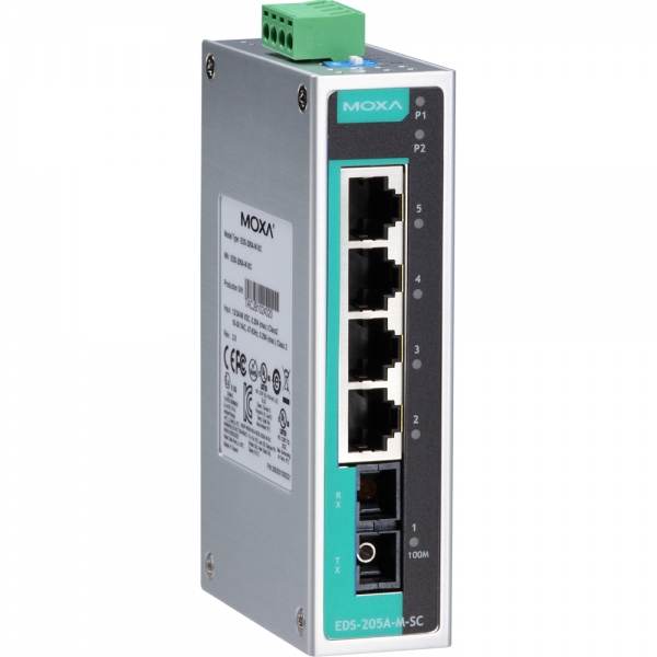 MOXA 산업용 4+1포트 스위칭 허브(SC/멀티/광 1포트) EDS-205A-M-SC