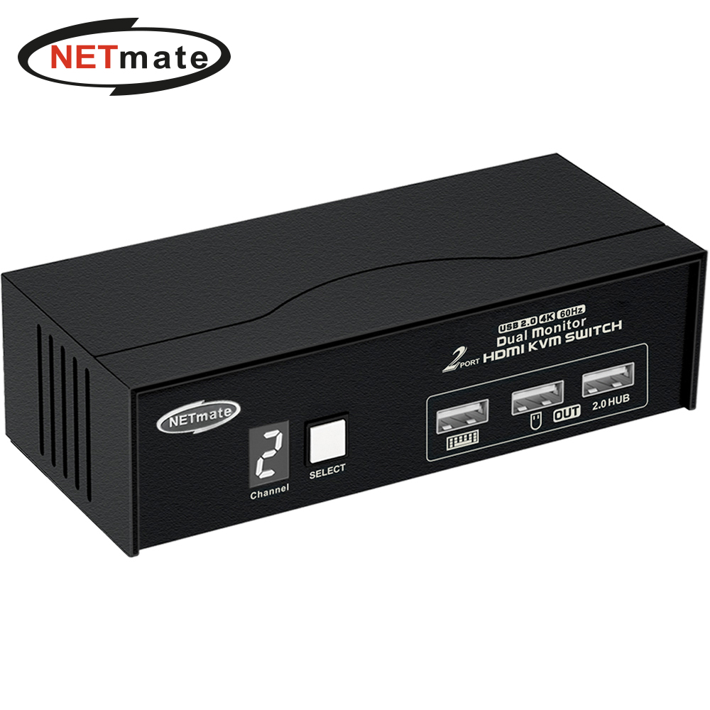 강원전자 넷메이트 듀얼 4K 60Hz HDMI KVM 2:1 스위치(USB) NM-HK4602DP