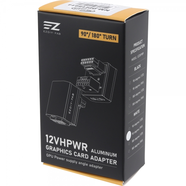 강원전자 넷메이트 600W 12VHPWR 변환 어댑터 (알루미늄 화이트/RVS 90도) [EZDIY-FAB] NM-DPI18914