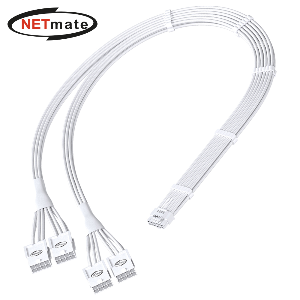 강원전자 넷메이트 12VHPWR to PCI-E 8핀x4 변환 슬리빙 케이블 0.45m (올화이트) [EZDIY-FAB] NM-DPR1852