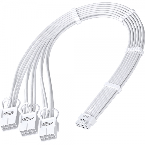 강원전자 넷메이트 12VHPWR to PCI-E 8핀x3 변환 슬리빙 케이블 0.3m (올화이트) [EZDIY-FAB] NM-DPR1862
