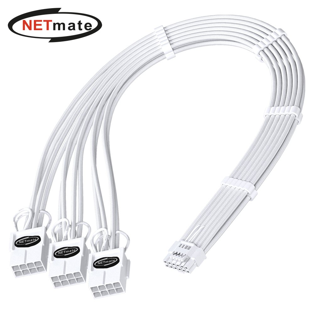 강원전자 넷메이트 12VHPWR to PCI-E 8핀x3 변환 슬리빙 케이블 0.3m (올화이트) [EZDIY-FAB] NM-DPR1862