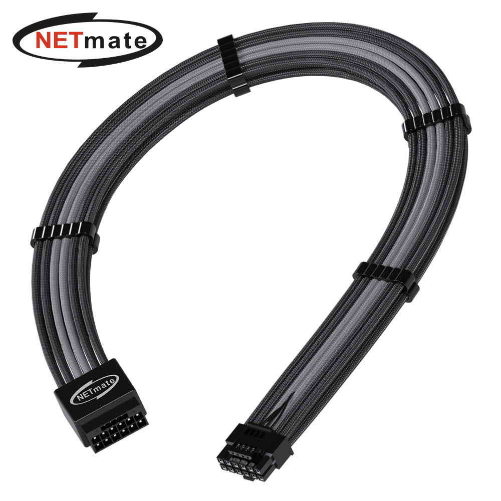 강원전자 넷메이트 PCI-E 5.0 12VHPWR 연장 슬리빙 케이블 0.3m (블랙/그레이) [EZDIY-FAB] NM-DPR1796