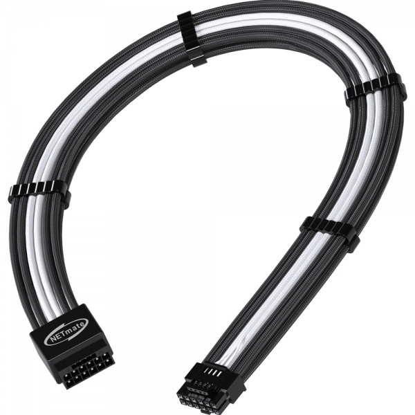 강원전자 넷메이트 PCI-E 5.0 12VHPWR 연장 슬리빙 케이블 0.3m (블랙/화이트) [EZDIY-FAB] NM-DPR1794