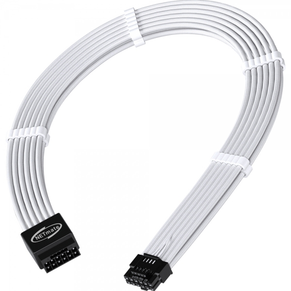 강원전자 넷메이트 PCI-E 5.0 12VHPWR 연장 슬리빙 케이블 0.3m (화이트) [EZDIY-FAB] NM-DPR1791
