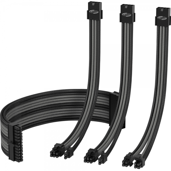 강원전자 넷메이트 PSU 연장 18AWG 슬리빙 케이블 세트 (블랙/그레이 4종) [EZDIY-FAB] NM-DPI1246