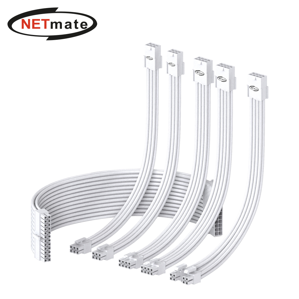 강원전자 넷메이트 PSU 연장 16AWG 슬리빙 케이블 0.3m (올화이트 6종) [EZDIY-FAB] NM-DPR05911EZ
