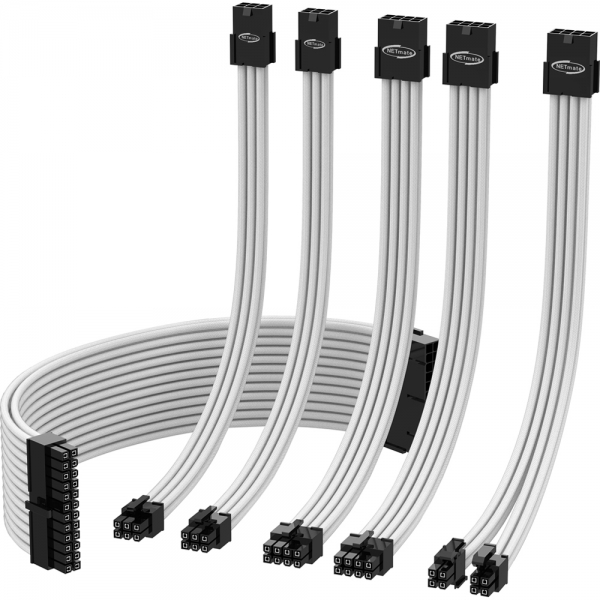 강원전자 넷메이트 PSU 연장 16AWG 슬리빙 케이블 0.3m (화이트 6종) [EZDIY-FAB] NM-DPR0591EZ