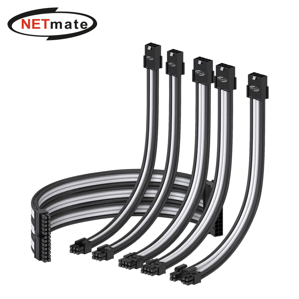 강원전자 넷메이트 PSU 연장 16AWG 슬리빙 케이블 0.3m (블랙/화이트 6종) [EZDIY-FAB] NM-DPR0361