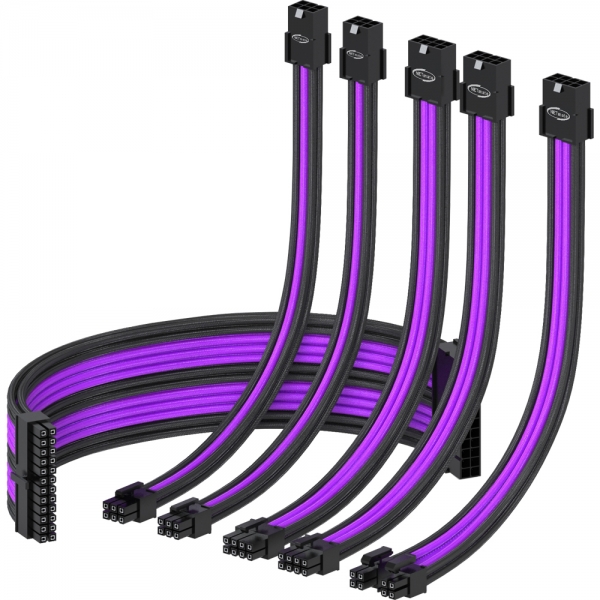 강원전자 넷메이트 PSU 연장 16AWG 슬리빙 케이블 0.3m (블랙/퍼플 6종) [EZDIY-FAB] NM-DPR037