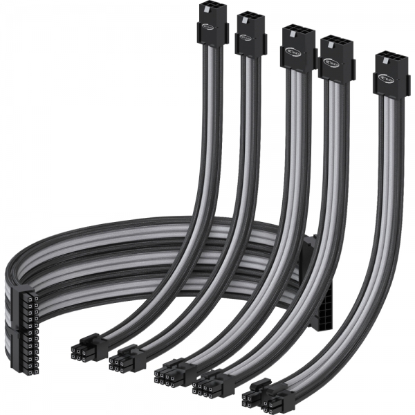 강원전자 넷메이트 PSU 연장 16AWG 슬리빙 케이블 0.3m (블랙/그레이 6종) [EZDIY-FAB] NM-DPR036