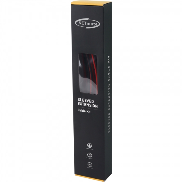 강원전자 넷메이트 PSU 연장 16AWG 슬리빙 케이블 0.3m (블랙/레드 6종) [EZDIY-FAB] NM-DPR033